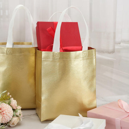 40 Pack 10 x 8 Inch Reusable Present Gift Bag, Medium Grocery Bags, Shopping Tote Bag for Weddings, Birthday, Party