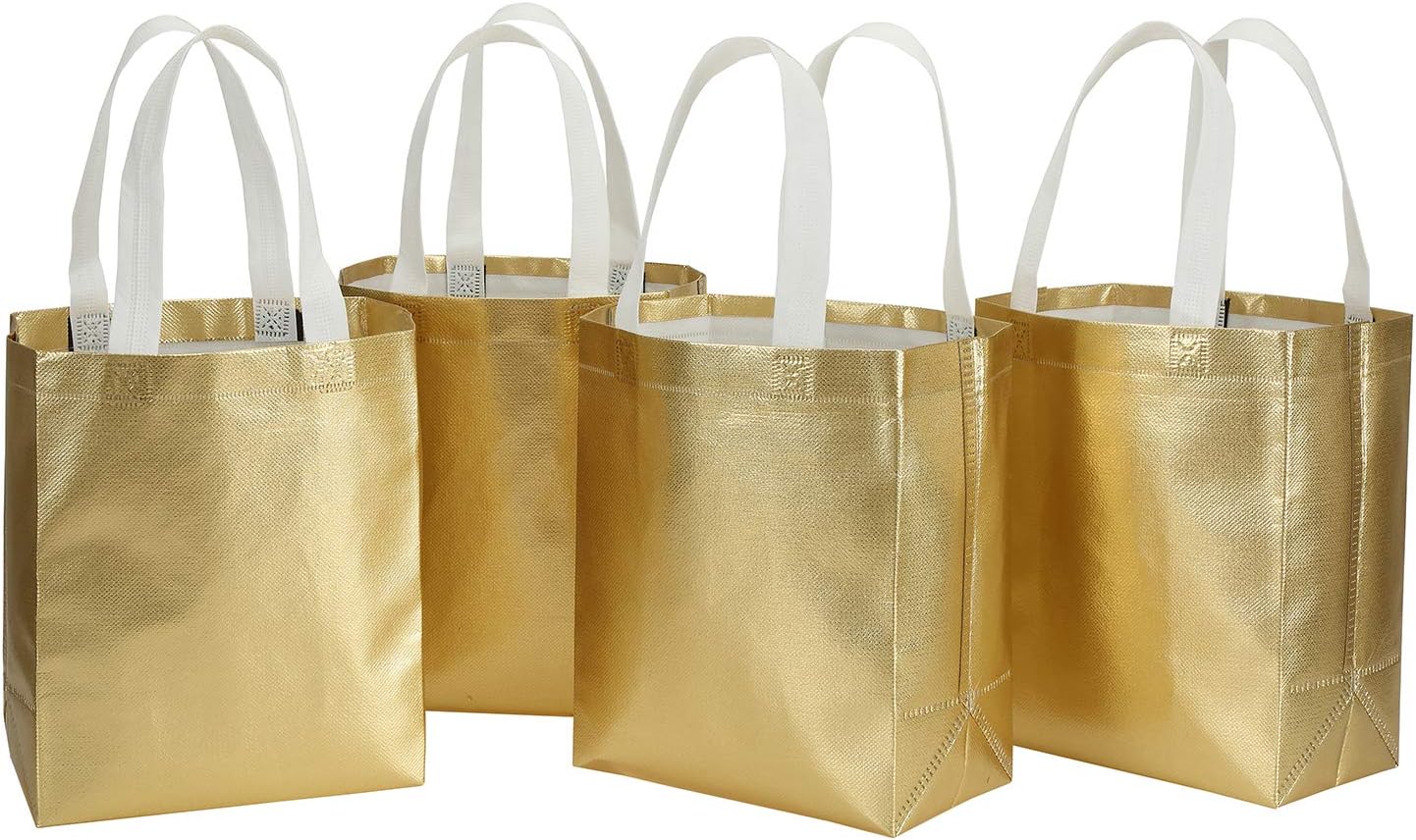 40 Pack 10 x 8 Inch Reusable Present Gift Bag, Medium Grocery Bags, Shopping Tote Bag for Weddings, Birthday, Party