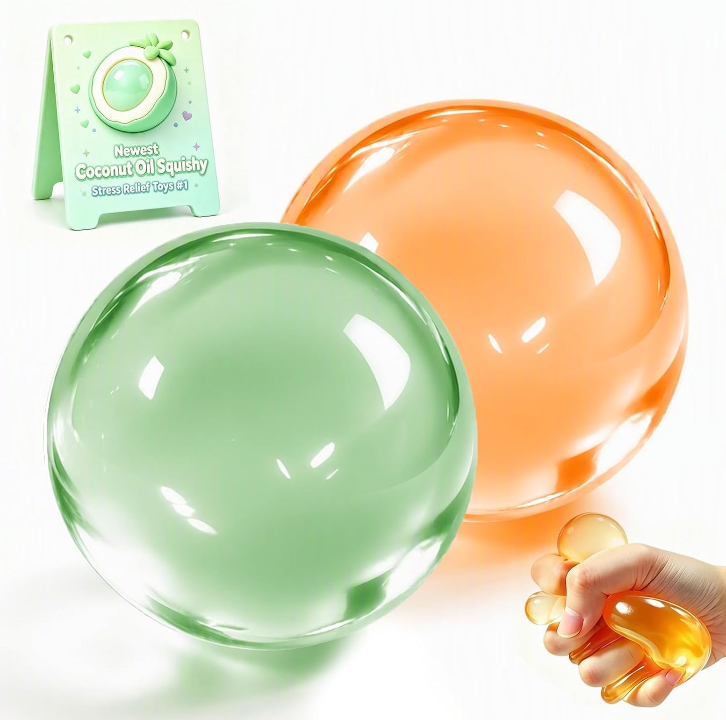 Coconut Oil Squishy Fidget Toys,Slow Rise Squeeze Toys for Stress Relief | Yellow Coconut Oil Stress Ball,Slow Rising Squishy Toys,Squeezy Sensory Toys,Stress Anxiety Party Favors Gift for Adults Kids