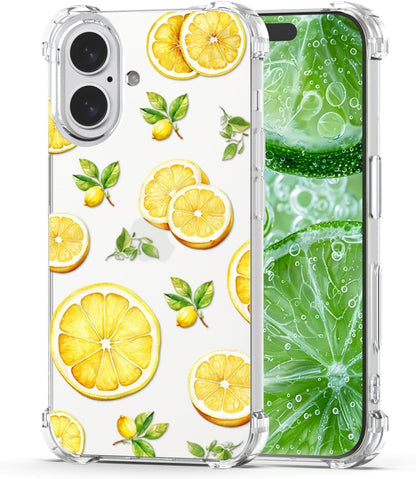 Compatible with iPhone 17 Case Lemon Style, Cute Cartoon Fruits Pattern Flexible TPU Protective Clear Case for iPhone 17