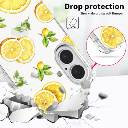 Compatible with iPhone 17 Case Lemon Style, Cute Cartoon Fruits Pattern Flexible TPU Protective Clear Case for iPhone 17