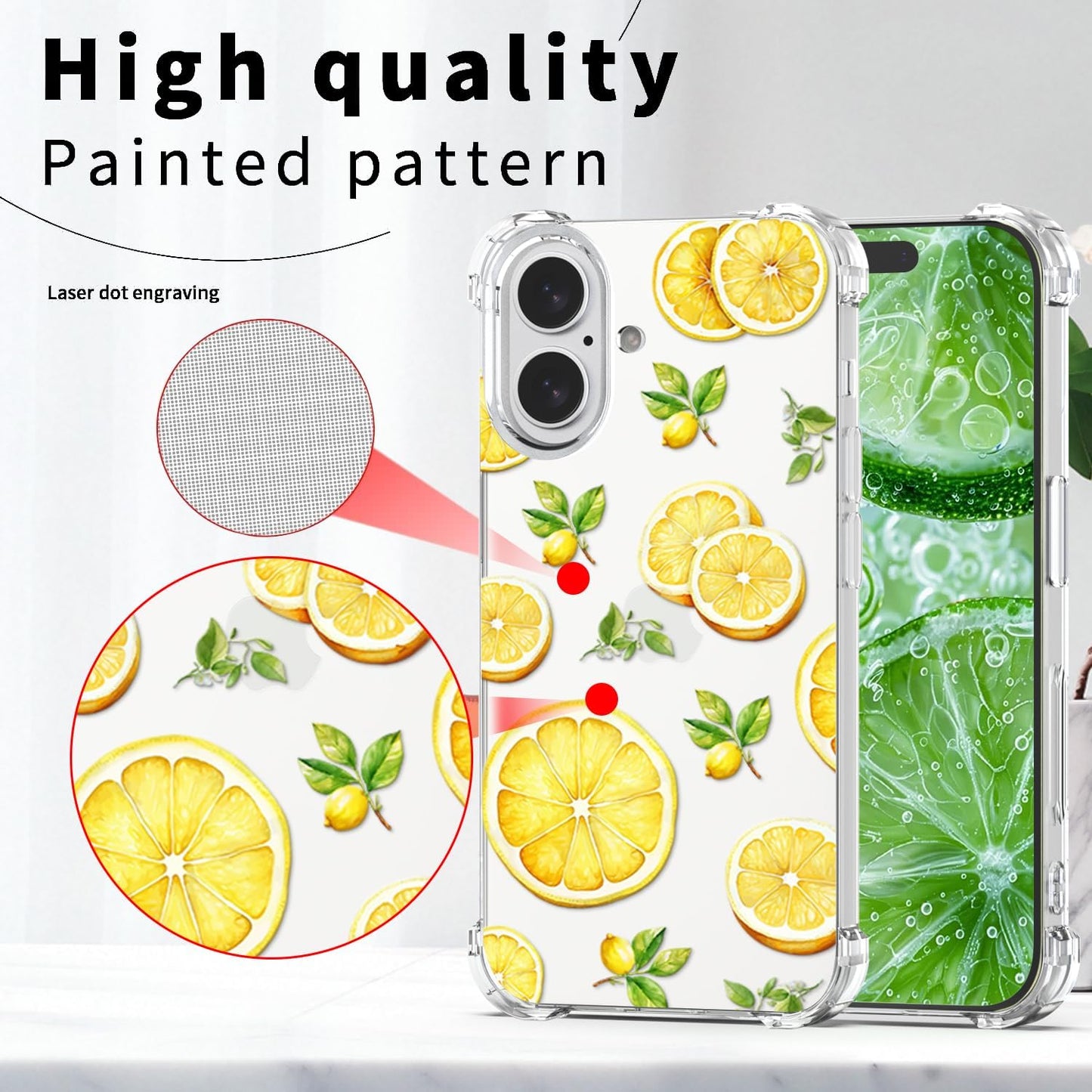 Compatible with iPhone 17 Case Lemon Style, Cute Cartoon Fruits Pattern Flexible TPU Protective Clear Case for iPhone 17