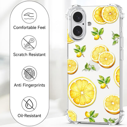 Compatible with iPhone 17 Case Lemon Style, Cute Cartoon Fruits Pattern Flexible TPU Protective Clear Case for iPhone 17