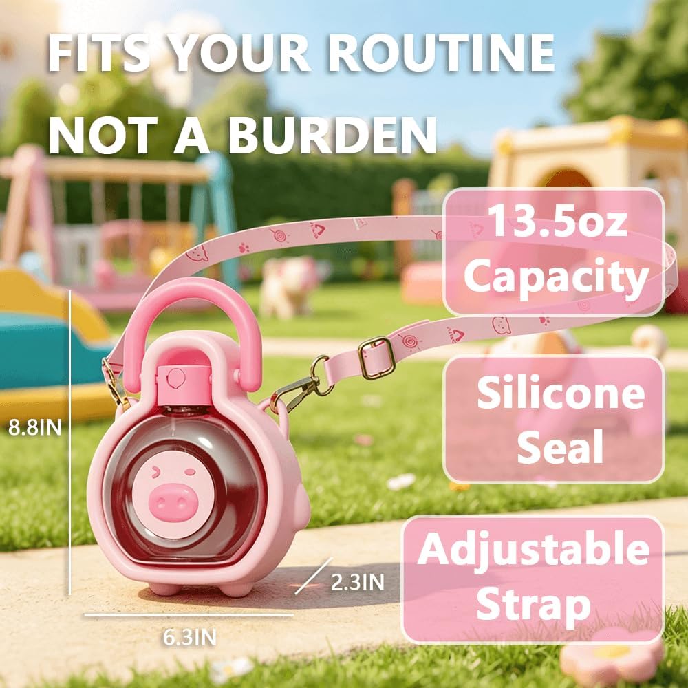 2-in-1 Crossbody Portable Dog Water Bottle with Foldable Bowl Base, 13.5oz, Adjustable Water Flow, Ideal for Small & Medium Dogs on Daily Walks and Pet Trips （Yellow）
