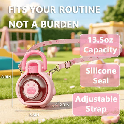 2-in-1 Crossbody Portable Dog Water Bottle with Foldable Bowl Base, 13.5oz, Adjustable Water Flow, Ideal for Small & Medium Dogs on Daily Walks and Pet Trips （Yellow）
