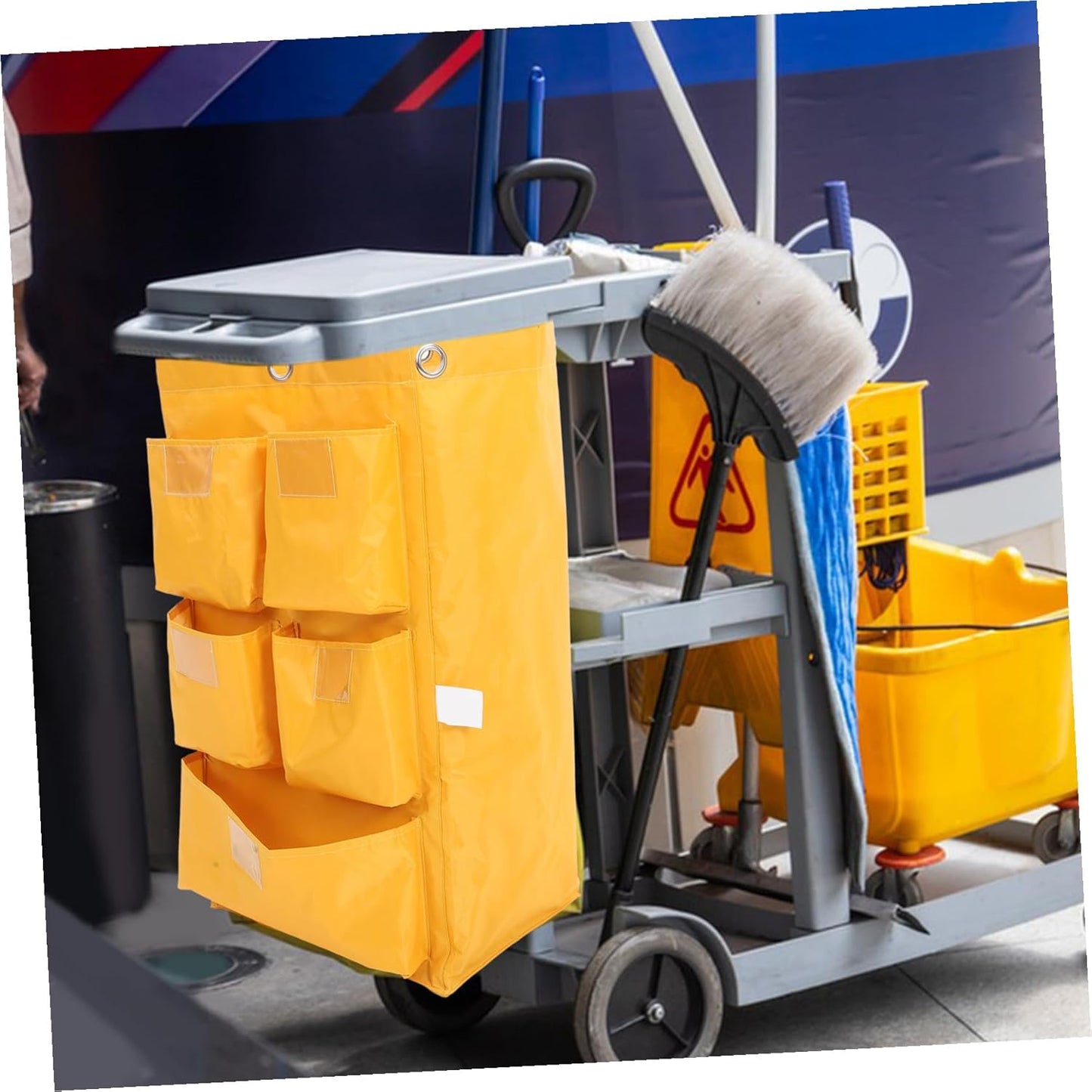 BESTOYARD Waterproof Janitorial Cart Bag Heavy-Duty Cleaning Cart Pouch for Housekeeping Trash Collection and Hotel Use Replacement Janitorial Cleaning Bag Detachable Design