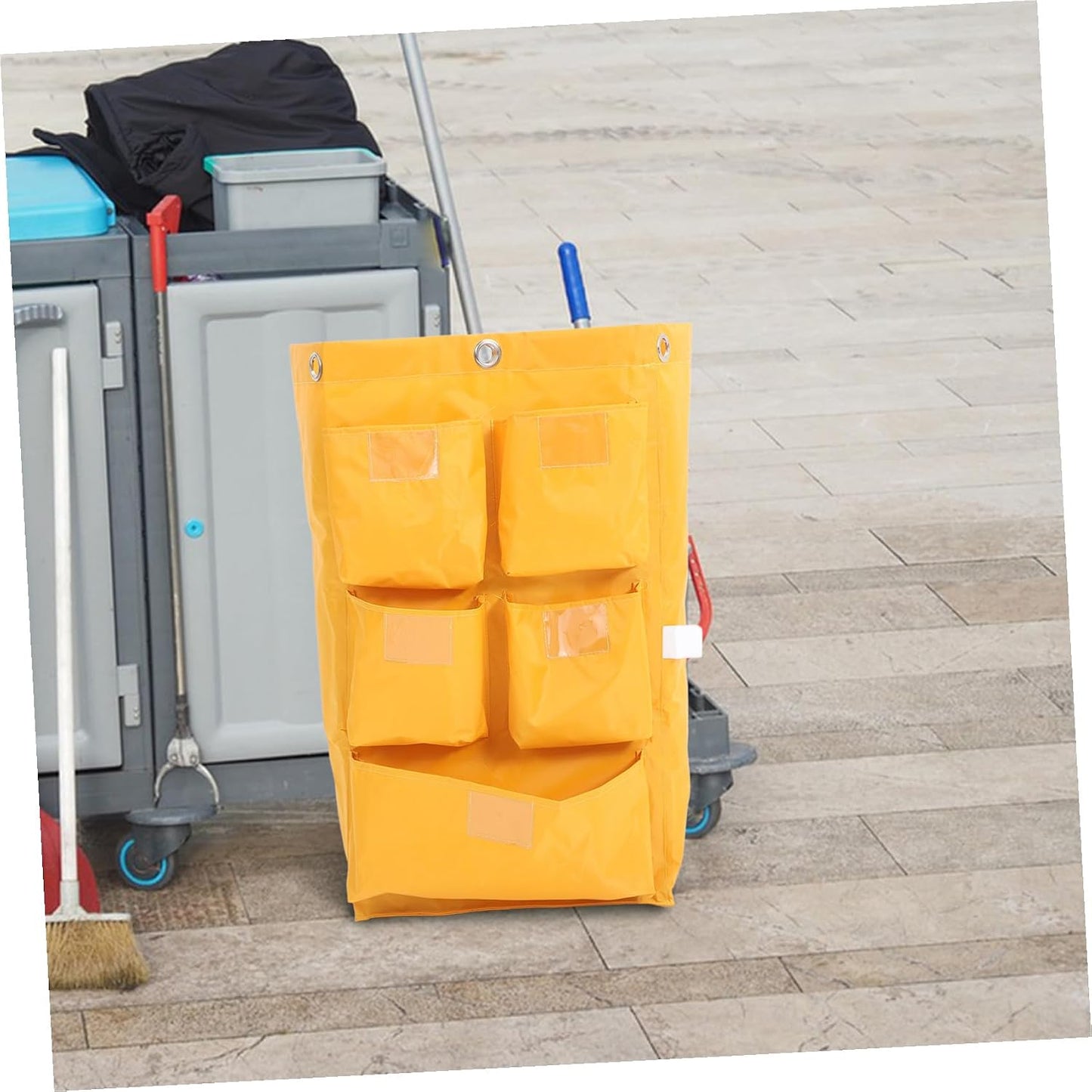 BESTOYARD Waterproof Janitorial Cart Bag Heavy-Duty Cleaning Cart Pouch for Housekeeping Trash Collection and Hotel Use Replacement Janitorial Cleaning Bag Detachable Design