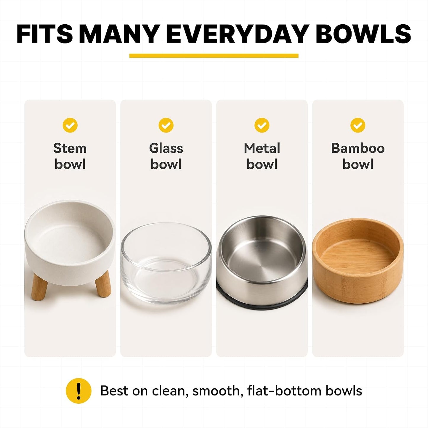Slow Feeder Insert for Cat and Dog Bowls, Medium 4.8 Inch, Yellow | Soft Silicone with 19 Suction Cups, Removable for Easy Cleaning and Best on Smooth, Flat-Bottom Surfaces