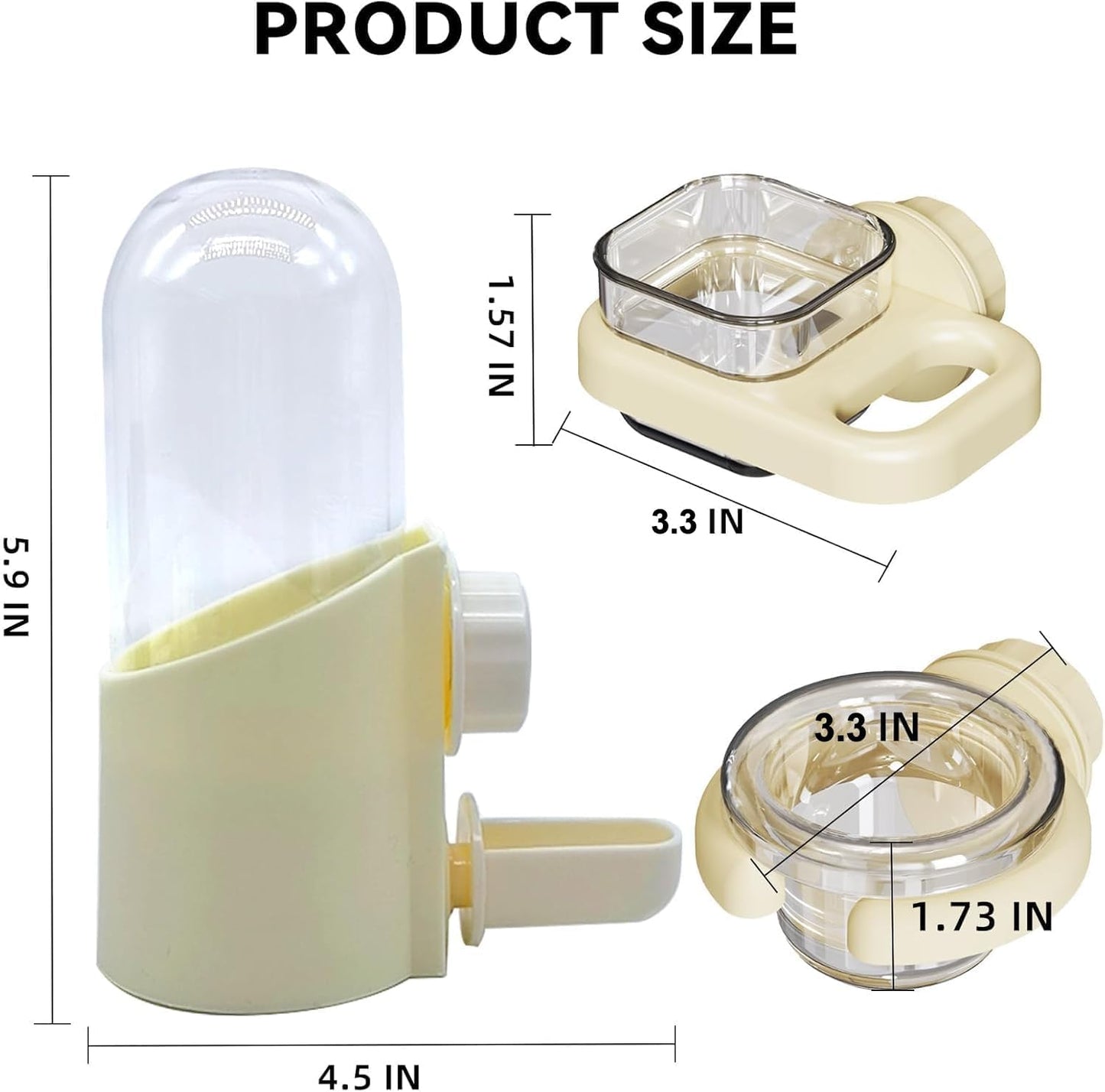 Bird Water Dispenser Bird Cage Feeder Accessories for Parakeet(3Pcs) | Plastic,Yellow,Automatic,Installation,Washable,Detachable,with two bird feeders,for Parrots, Cockatiels, Finches, Budgies