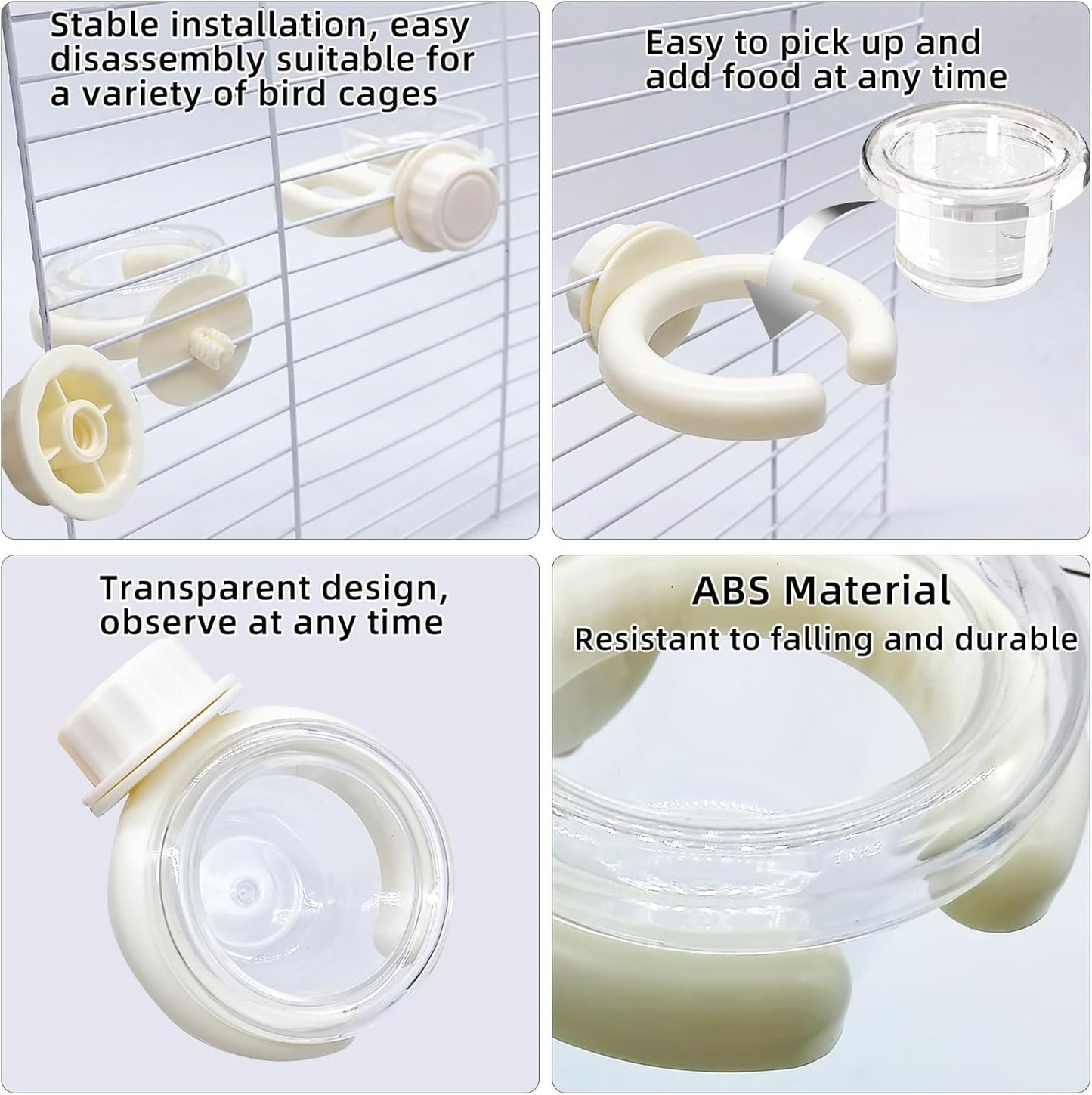 Bird Water Dispenser Bird Cage Feeder Accessories for Parakeet(3Pcs) | Plastic,Yellow,Automatic,Installation,Washable,Detachable,with two bird feeders,for Parrots, Cockatiels, Finches, Budgies