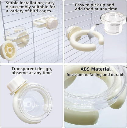 Bird Water Dispenser Bird Cage Feeder Accessories for Parakeet(3Pcs) | Plastic,Yellow,Automatic,Installation,Washable,Detachable,with two bird feeders,for Parrots, Cockatiels, Finches, Budgies