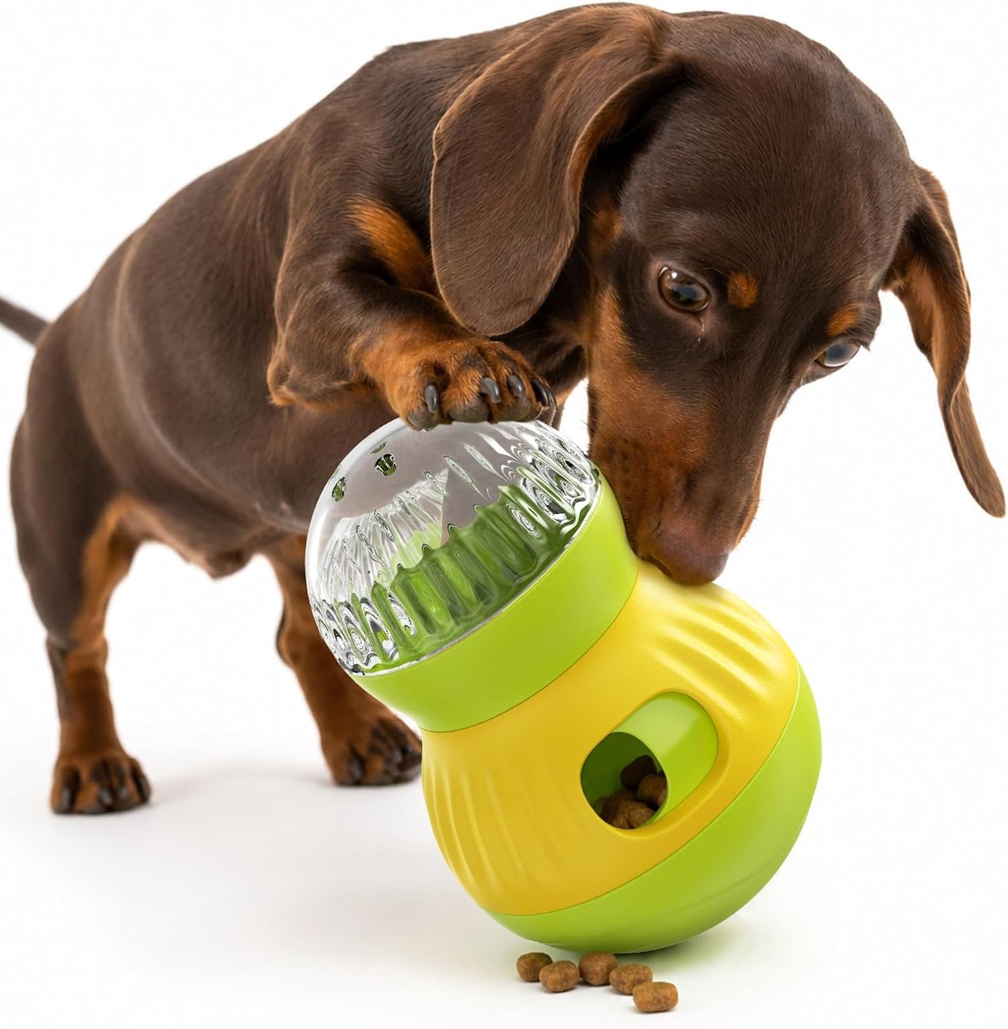 Dog Treat Dispensing Puzzle Toy Puppy Interactive Toys Slow Feeder | Adjustable Pet Food Dispenser Wobble Tumbler Toy Enrichment Ball for Small Dogs & Cats to Keep Them Busy Mental Stimulation