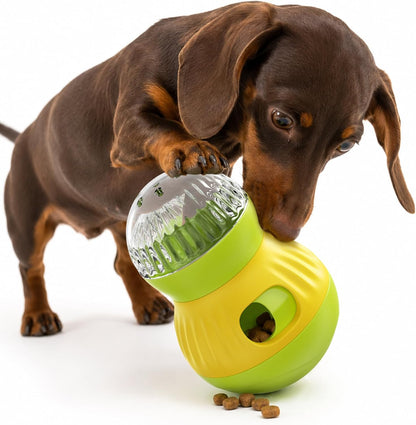 Dog Treat Dispensing Puzzle Toy Puppy Interactive Toys Slow Feeder | Adjustable Pet Food Dispenser Wobble Tumbler Toy Enrichment Ball for Small Dogs & Cats to Keep Them Busy Mental Stimulation