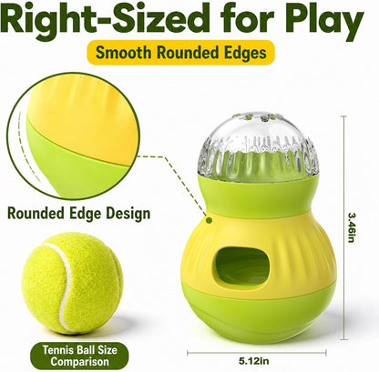 Dog Treat Dispensing Puzzle Toy Puppy Interactive Toys Slow Feeder | Adjustable Pet Food Dispenser Wobble Tumbler Toy Enrichment Ball for Small Dogs & Cats to Keep Them Busy Mental Stimulation