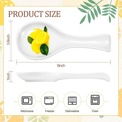 Lemon Spoon Rest for Stove Top, Ceramic Spoon Holder Kitchen Counter, Summer Kitchen Decoration Utensil Rest for Spoons Ladles Spatulas, Coffee Bar Accessories, Housewarming Gift for Home Cooks