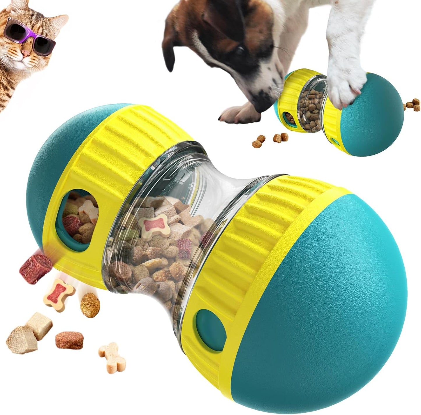 Dog Enrichment Toys, Slow Feeder Puzzle Toy for Cats & Dogs - Interactive Treat Dispenser, Mental Enrichment for Small/Medium Pets (Yellow-Green)