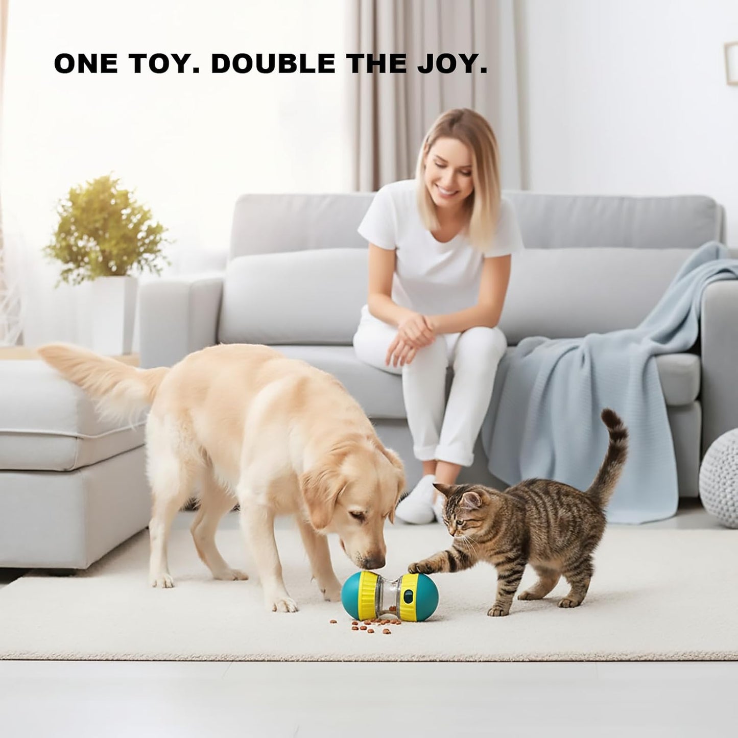 Dog Enrichment Toys, Slow Feeder Puzzle Toy for Cats & Dogs - Interactive Treat Dispenser, Mental Enrichment for Small/Medium Pets (Yellow-Green)