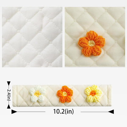 2-Pack Soft Seat Belt Covers Universal Car Shoulder Pad Cushions for Comfortable Driving & Bag Strap Protection Off-White Knitted Flower (Yellow & Orange)