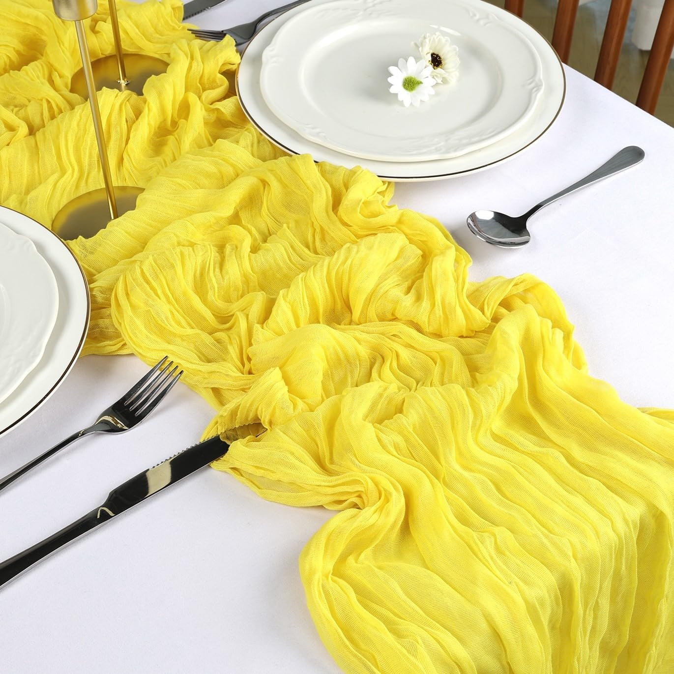 6 Pack Yellow Cheesecloth Table Runner 10FT Boho Cheese Cloths Gauze Fabric Table Runners 120 Inch Rustic Sheer for Summer Wedding Birthday Party Baby Shower Holiday Home