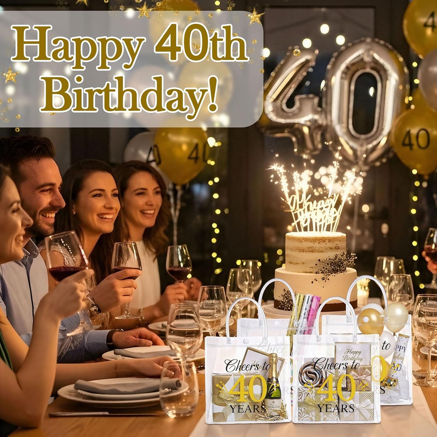 24 Pcs Capri Lemon Party Gift Bags Clear Blue Tiles Lemon Goodie Bags with Handle 8 x 8 x 3.15 Inch Return Gift Wrap Totes Italian Gifts for Women Guests Amalfi Coast Party Birthday Supplies