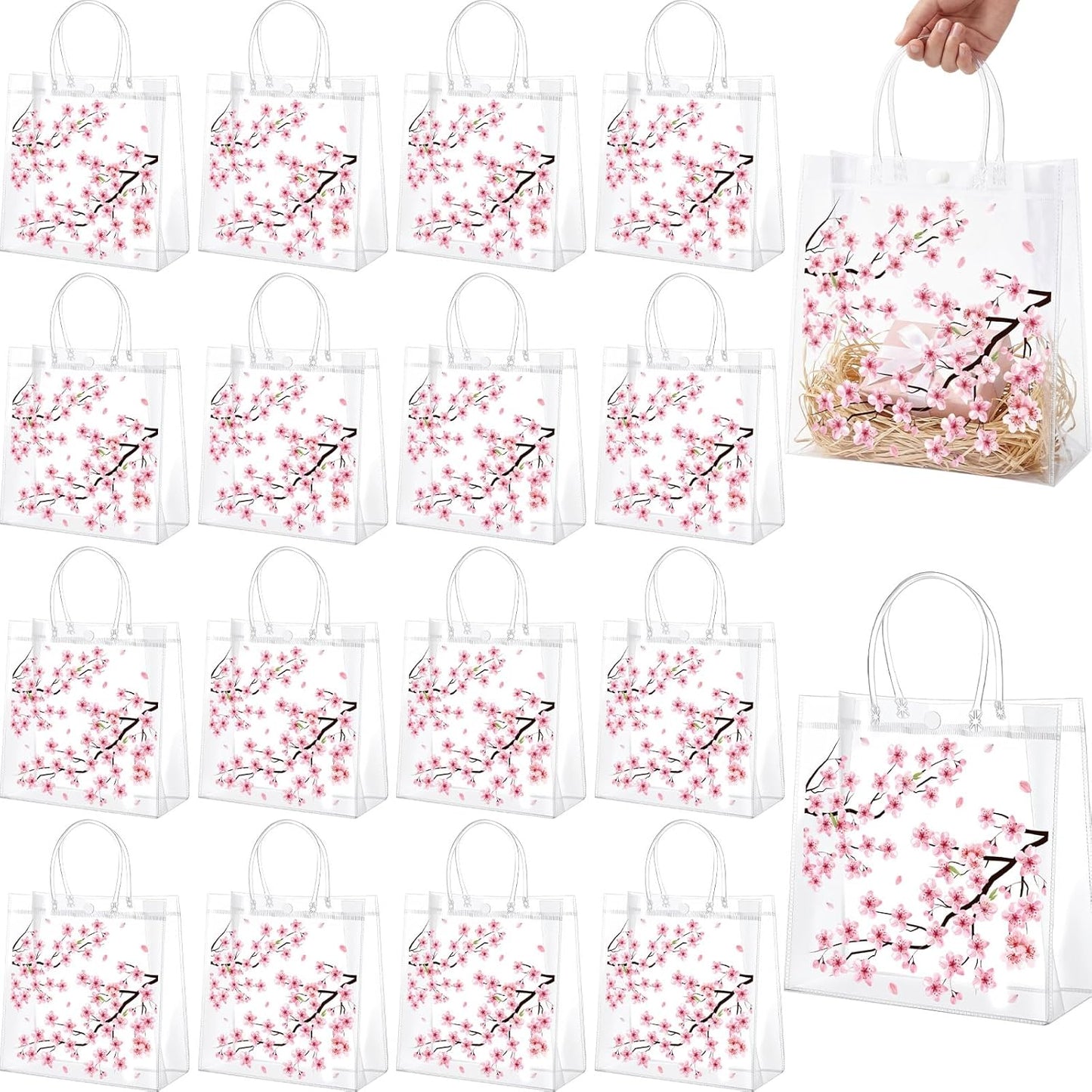 24 Pcs Capri Lemon Party Gift Bags Clear Blue Tiles Lemon Goodie Bags with Handle 8 x 8 x 3.15 Inch Return Gift Wrap Totes Italian Gifts for Women Guests Amalfi Coast Party Birthday Supplies