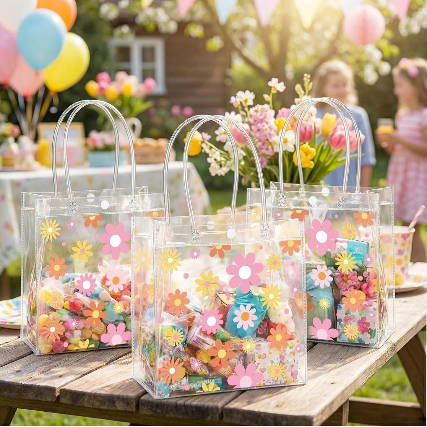 24 Pcs Capri Lemon Party Gift Bags Clear Blue Tiles Lemon Goodie Bags with Handle 8 x 8 x 3.15 Inch Return Gift Wrap Totes Italian Gifts for Women Guests Amalfi Coast Party Birthday Supplies