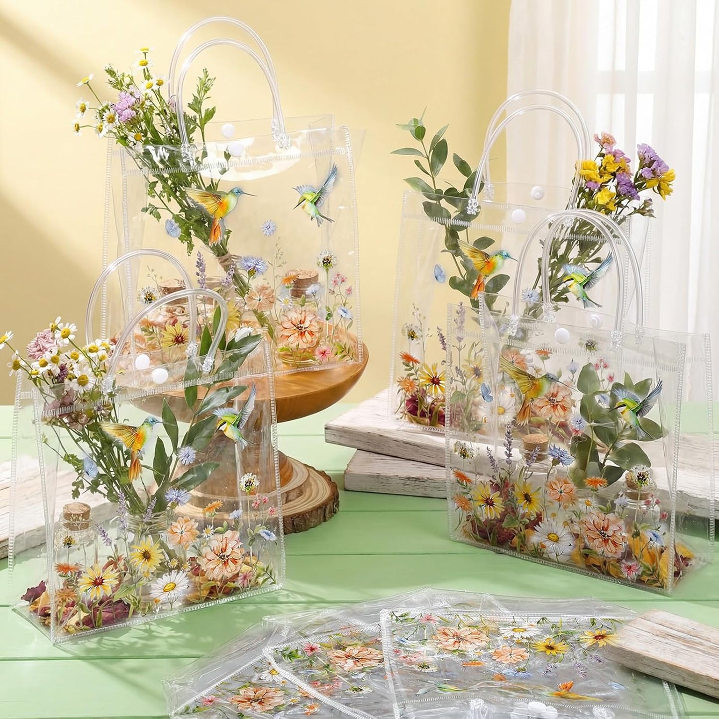 24 Pcs Capri Lemon Party Gift Bags Clear Blue Tiles Lemon Goodie Bags with Handle 8 x 8 x 3.15 Inch Return Gift Wrap Totes Italian Gifts for Women Guests Amalfi Coast Party Birthday Supplies