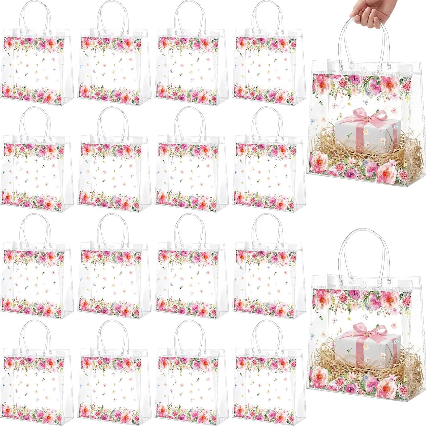 24 Pcs Capri Lemon Party Gift Bags Clear Blue Tiles Lemon Goodie Bags with Handle 8 x 8 x 3.15 Inch Return Gift Wrap Totes Italian Gifts for Women Guests Amalfi Coast Party Birthday Supplies