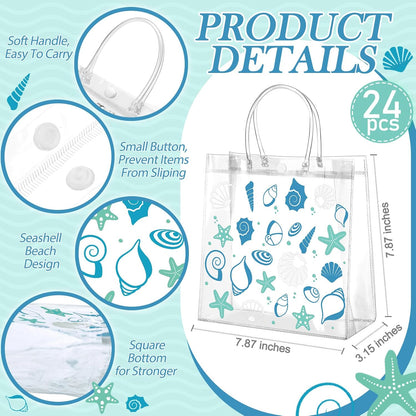 24 Pcs Capri Lemon Party Gift Bags Clear Blue Tiles Lemon Goodie Bags with Handle 8 x 8 x 3.15 Inch Return Gift Wrap Totes Italian Gifts for Women Guests Amalfi Coast Party Birthday Supplies