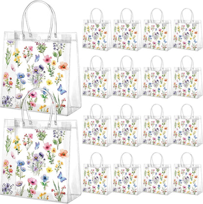 24 Pcs Capri Lemon Party Gift Bags Clear Blue Tiles Lemon Goodie Bags with Handle 8 x 8 x 3.15 Inch Return Gift Wrap Totes Italian Gifts for Women Guests Amalfi Coast Party Birthday Supplies