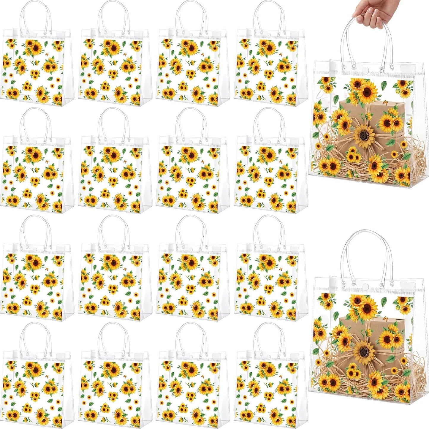 24 Pcs Capri Lemon Party Gift Bags Clear Blue Tiles Lemon Goodie Bags with Handle 8 x 8 x 3.15 Inch Return Gift Wrap Totes Italian Gifts for Women Guests Amalfi Coast Party Birthday Supplies