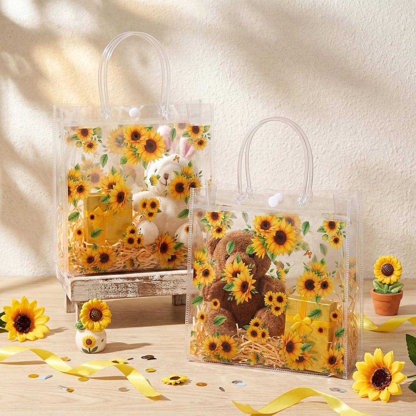 24 Pcs Capri Lemon Party Gift Bags Clear Blue Tiles Lemon Goodie Bags with Handle 8 x 8 x 3.15 Inch Return Gift Wrap Totes Italian Gifts for Women Guests Amalfi Coast Party Birthday Supplies