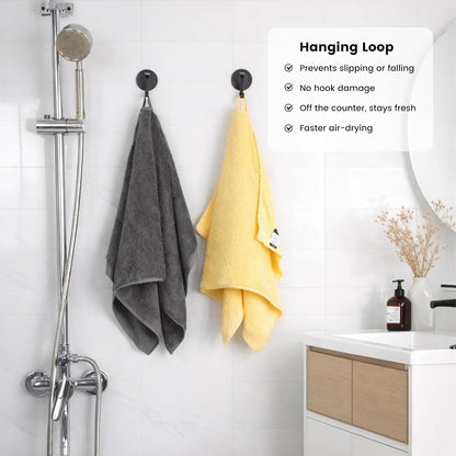 8-Piece Cotton Bath Towel Set with Hanging Loops for Bathroom, Yellow&Gray | Complete starter set for daily showers, sink-side use, small bathrooms, and guest baths, OEKO-TEX certified, easy care