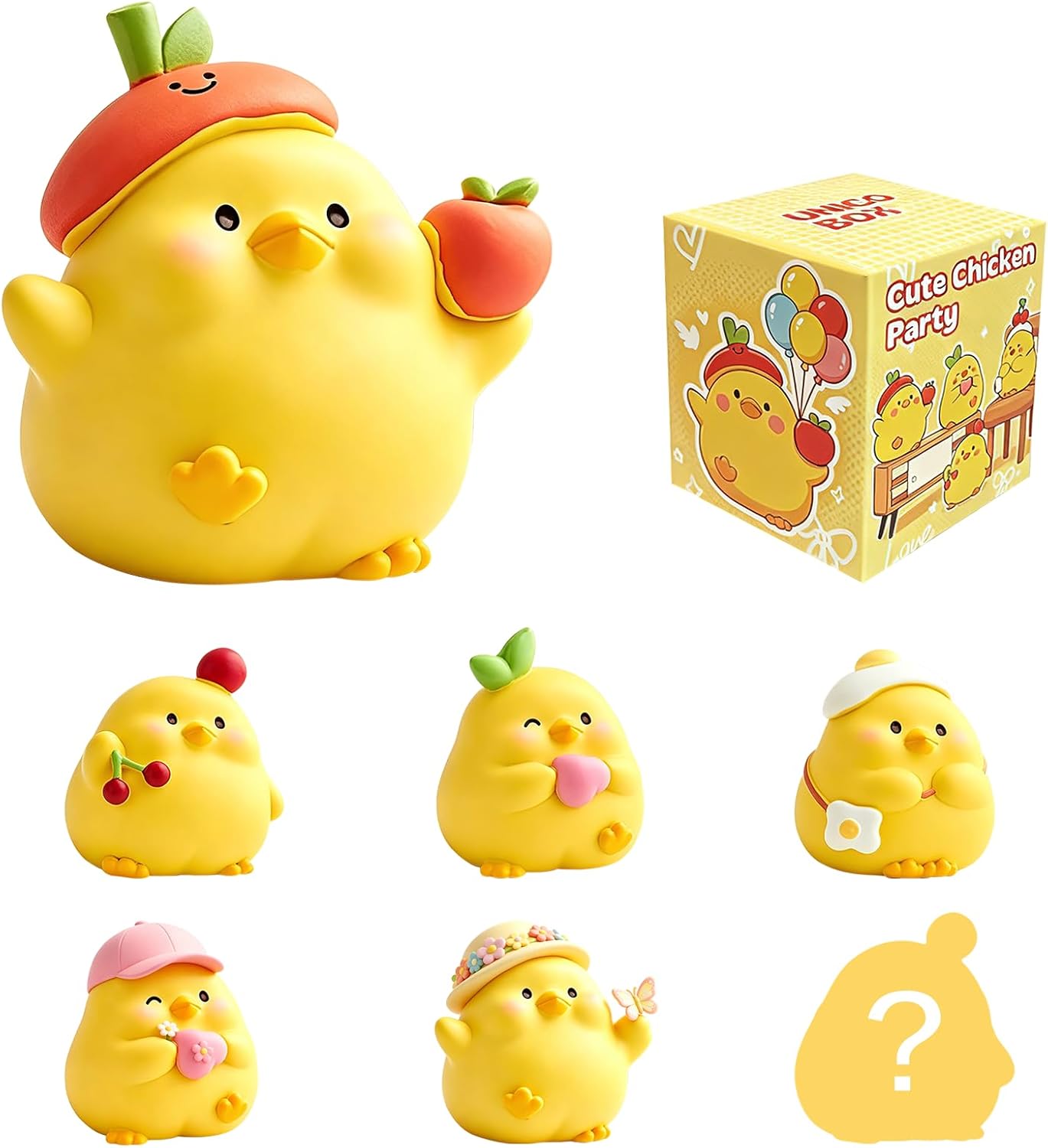 Cute Chicks Party Series Blind Box Figures, Random Design Action Figures Collectible Toys for Birthday Gift, Home Decorations, Single Box