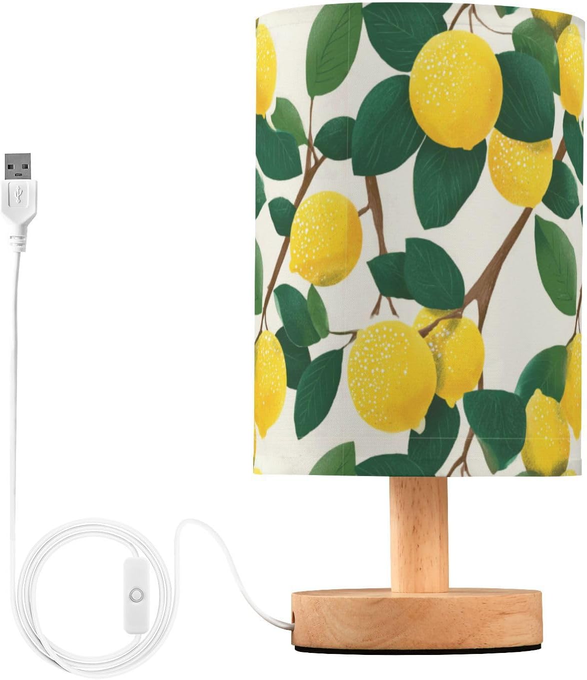 Bedside Table Lamp Lemon Yellow Citrus Fruits (90) Kids Nightstand Lamp Night Light Fabric Shade for Bedroom Living Room Home Office