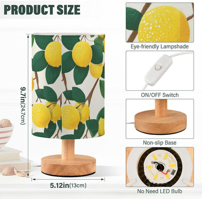 Bedside Table Lamp Lemon Yellow Citrus Fruits (90) Kids Nightstand Lamp Night Light Fabric Shade for Bedroom Living Room Home Office