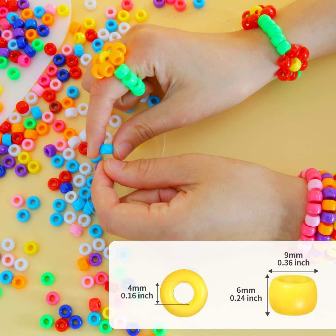 Glitter Pony Beads(1000pcs Dark Yellow Glitter), Beads for Jewelry Making, Beading Supplies, Arts & Crafts Materials for Jewelry Making.