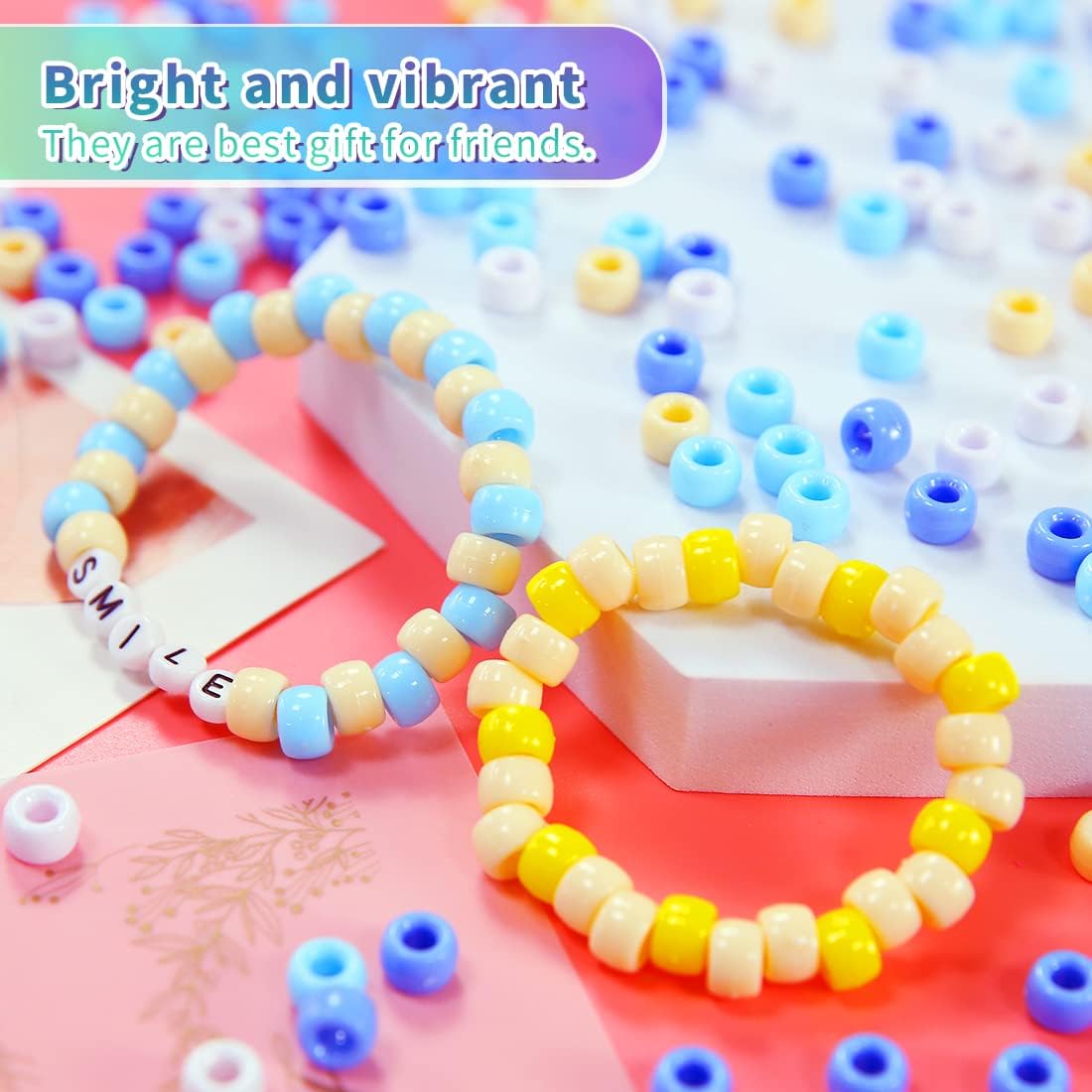 Glitter Pony Beads(1000pcs Dark Yellow Glitter), Beads for Jewelry Making, Beading Supplies, Arts & Crafts Materials for Jewelry Making.