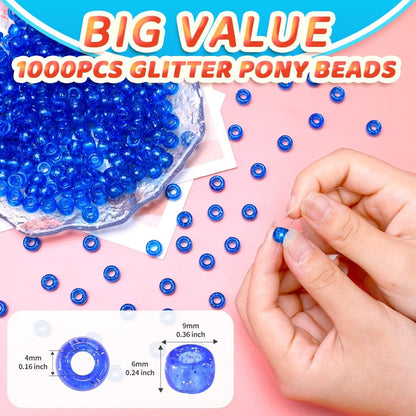 Glitter Pony Beads(1000pcs Dark Yellow Glitter), Beads for Jewelry Making, Beading Supplies, Arts & Crafts Materials for Jewelry Making.