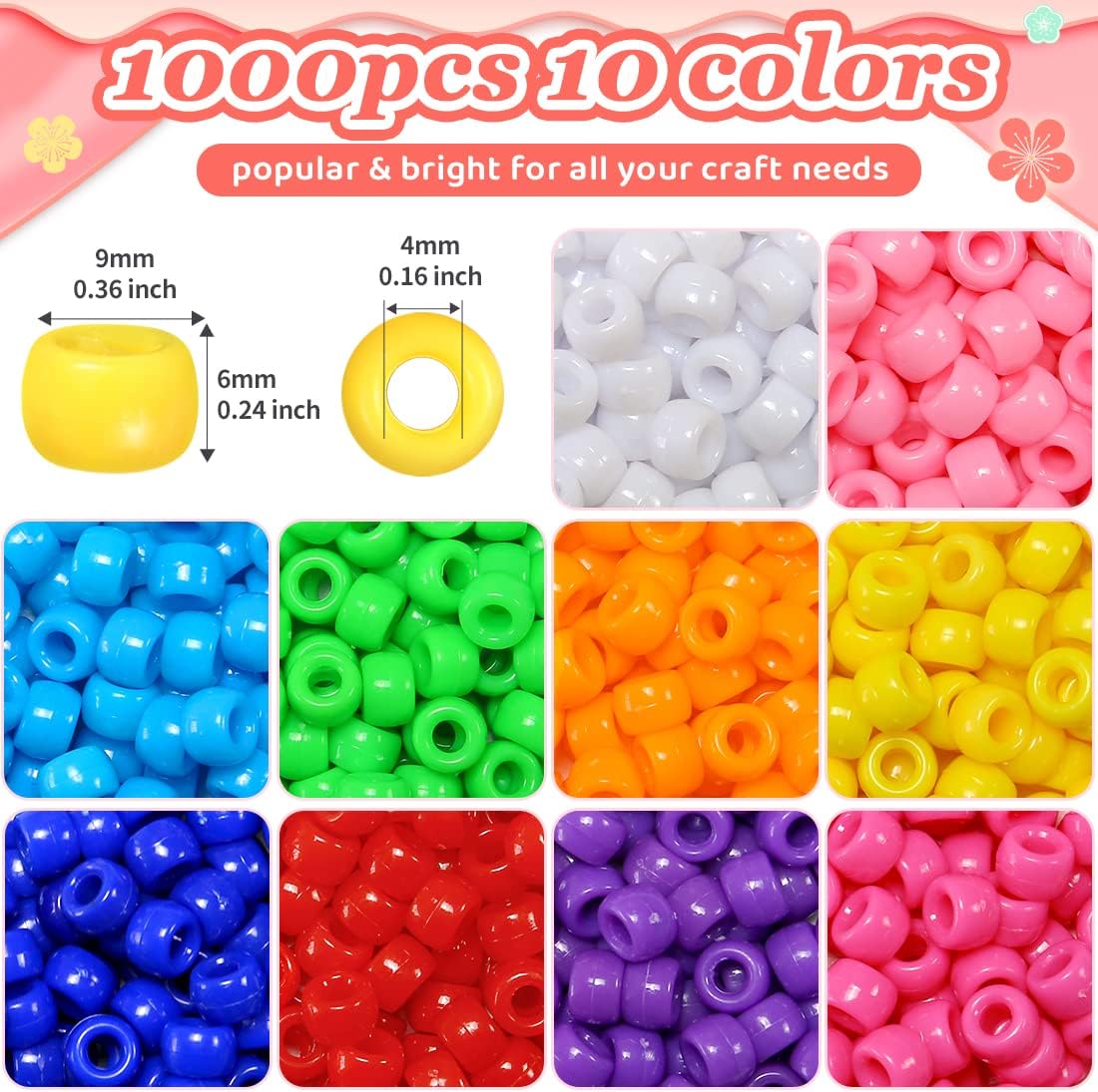 Glitter Pony Beads(1000pcs Dark Yellow Glitter), Beads for Jewelry Making, Beading Supplies, Arts & Crafts Materials for Jewelry Making.