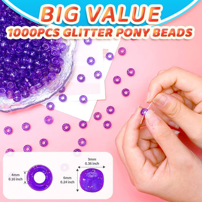 Glitter Pony Beads(1000pcs Dark Yellow Glitter), Beads for Jewelry Making, Beading Supplies, Arts & Crafts Materials for Jewelry Making.