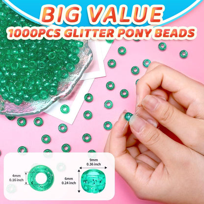 Glitter Pony Beads(1000pcs Dark Yellow Glitter), Beads for Jewelry Making, Beading Supplies, Arts & Crafts Materials for Jewelry Making.