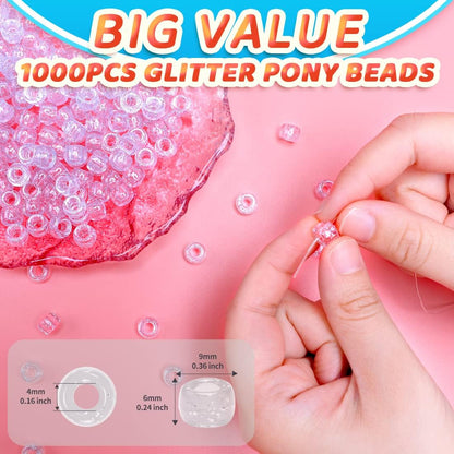 Glitter Pony Beads(1000pcs Dark Yellow Glitter), Beads for Jewelry Making, Beading Supplies, Arts & Crafts Materials for Jewelry Making.
