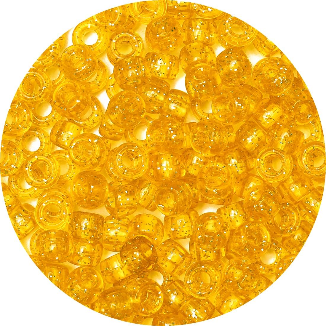 Glitter Pony Beads(1000pcs Dark Yellow Glitter), Beads for Jewelry Making, Beading Supplies, Arts & Crafts Materials for Jewelry Making.