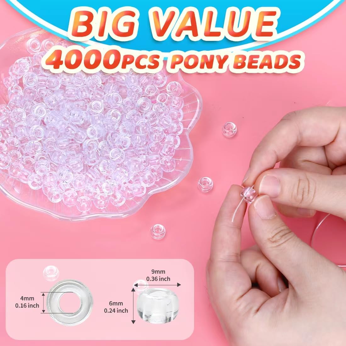 Glitter Pony Beads(1000pcs Dark Yellow Glitter), Beads for Jewelry Making, Beading Supplies, Arts & Crafts Materials for Jewelry Making.