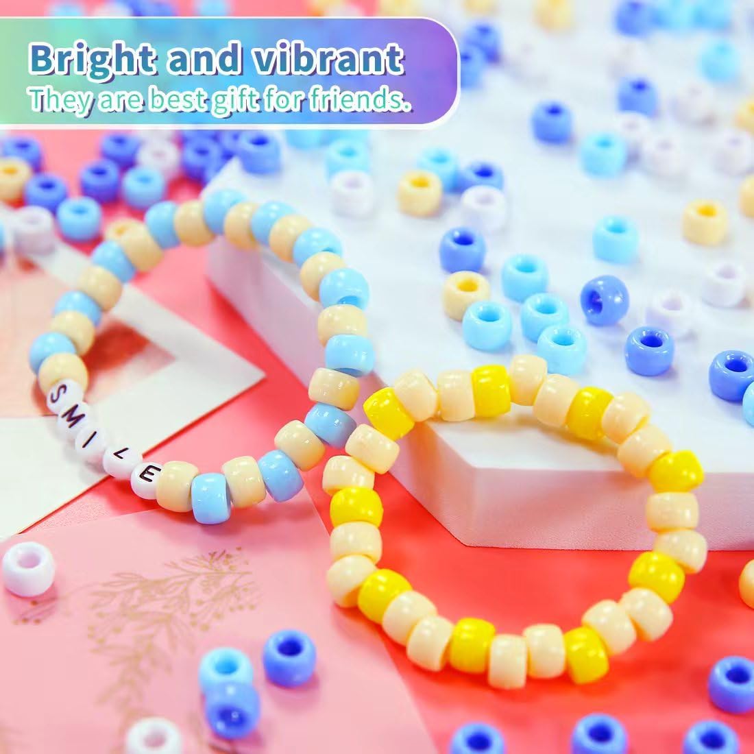 Glitter Pony Beads(1000pcs Dark Yellow Glitter), Beads for Jewelry Making, Beading Supplies, Arts & Crafts Materials for Jewelry Making.