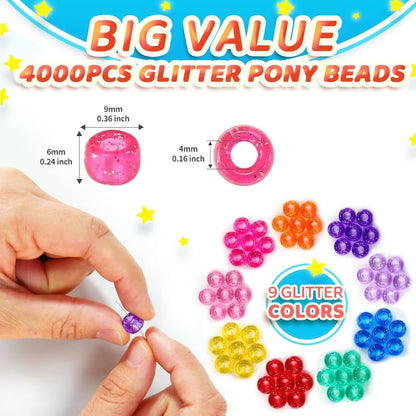 Glitter Pony Beads(1000pcs Dark Yellow Glitter), Beads for Jewelry Making, Beading Supplies, Arts & Crafts Materials for Jewelry Making.