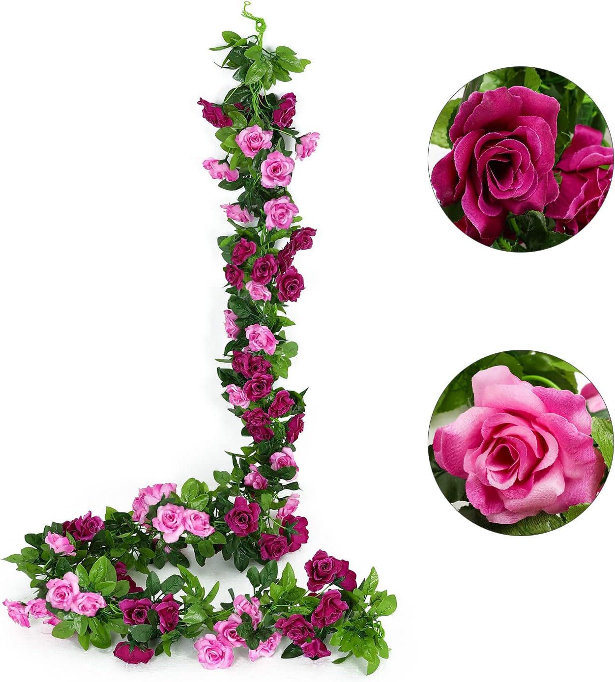 JUSTOYOU Artificial Rose Vines Yellow Flowers Garland Hanging Silk Rose Vine for Wedding Home Office Arch Arrangement Decoration 7.6FT(2PCS)