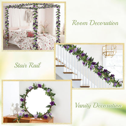JUSTOYOU Artificial Rose Vines Yellow Flowers Garland Hanging Silk Rose Vine for Wedding Home Office Arch Arrangement Decoration 7.6FT(2PCS)