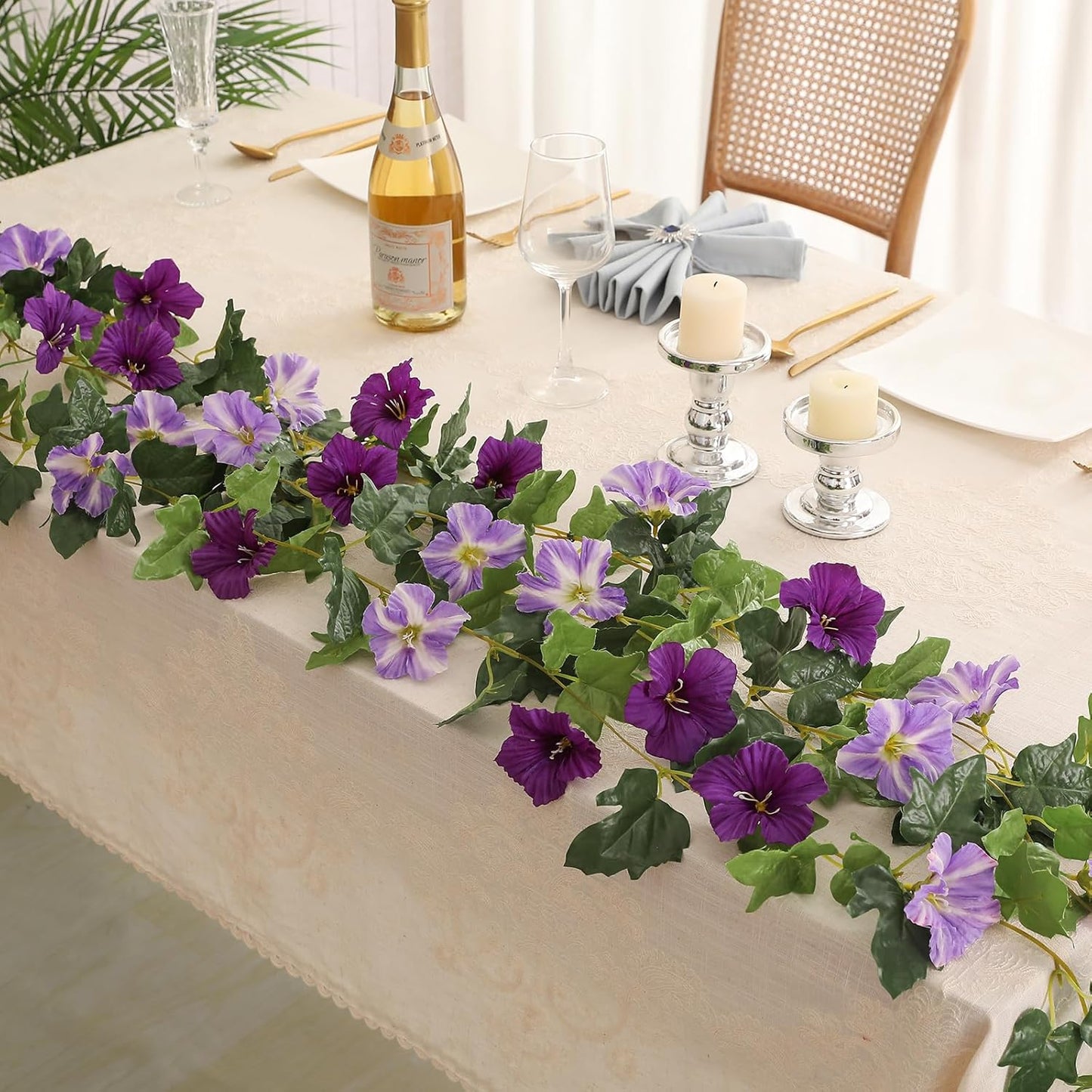 JUSTOYOU Artificial Rose Vines Yellow Flowers Garland Hanging Silk Rose Vine for Wedding Home Office Arch Arrangement Decoration 7.6FT(2PCS)